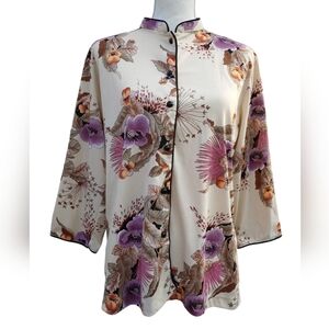 Vintage Lady Winn California by Teddi Kimono Lounge Jacket Vibrant Colors Floral